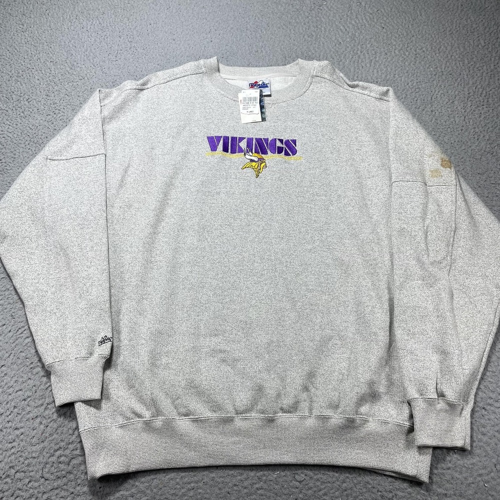 Minnesota Vikings Sweatshirt Mens XL Gray NFL Football Majestic Crewneck VIKINGS